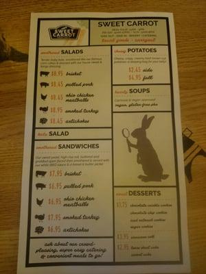 Back of menu.