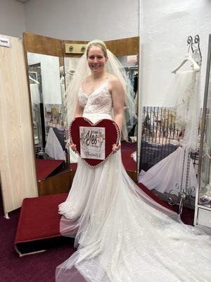 Wedding dress purchased (before fitting and with family heirloom veil)