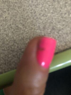 This is the result of a gel manicure the same day I got a manicure! Absolutely terrible and very disappointed.