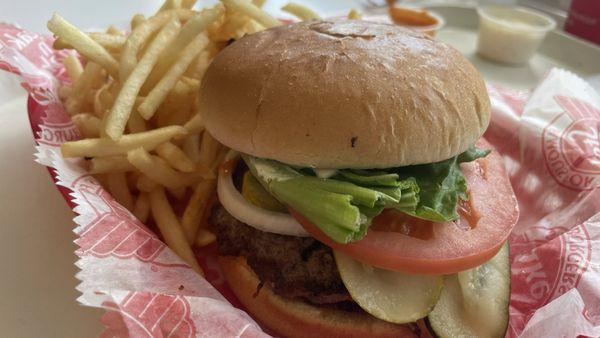 Burgers are still tasty. Fresh fixings.