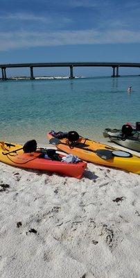 Kayaks used to paddle around (note the beautiful water )