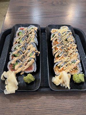 Spicy Salmon Crunch Roll and Wicked Spicy Tuna Roll