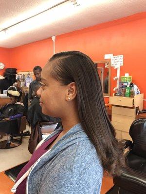 Flat ironed and trimmed by Lisa.