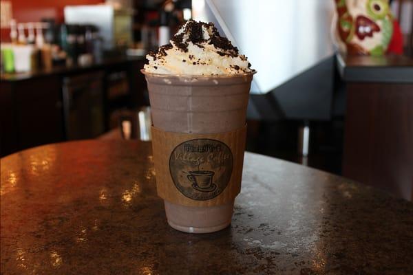 We can make you a delicious frappe with any of the flavors we have available in the shop!