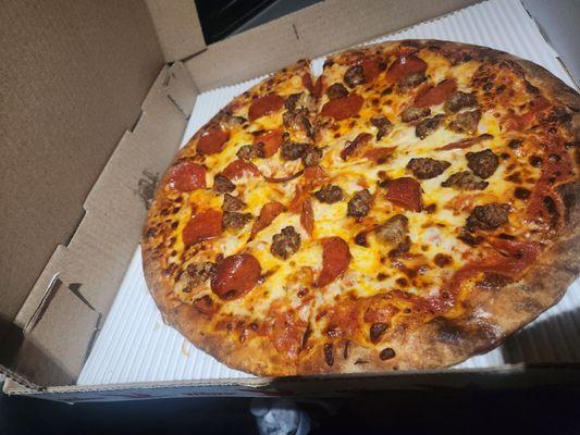 Pepperoni and sausage pizza