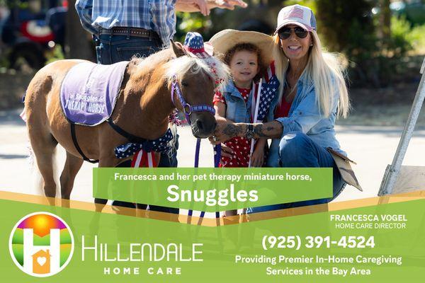 Francesca and her 2 mini horses Snuggles and Precious she brings to the local hospitals and senior communities.