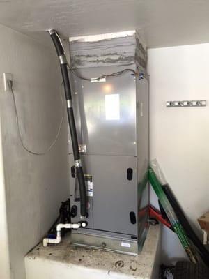 Garage air handler install in process