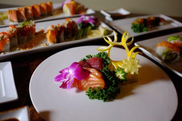 Salmon and Tuna sashimi, plated perfection!