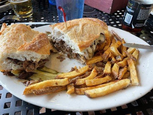 Philly cheesesteak and fries