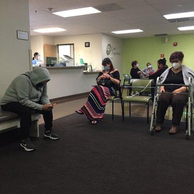 Socially-Distanced waiting area at Patient Service Center