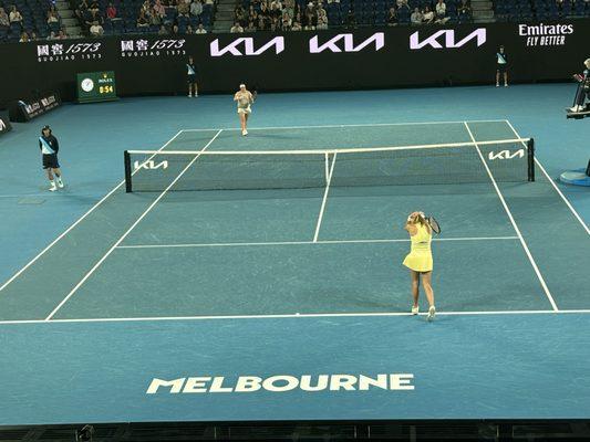 View from seats in Rod Laver Arena