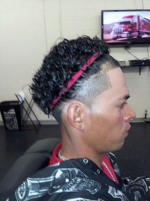 Perm and a fade with line-up