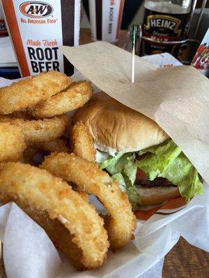 Double cheeseburger  & onion rings.