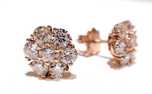 Rose Gold Flower Diamond Earrings