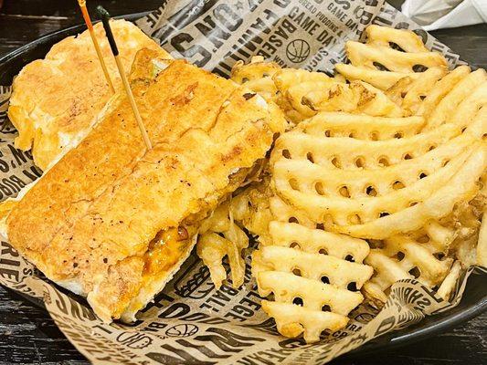 Cajun Press and Waffle Fries