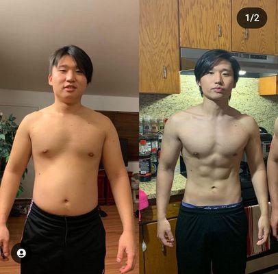 our client focused on diet to get his abs visible