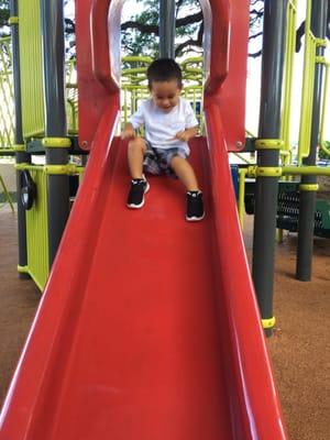 And he loves the slides!