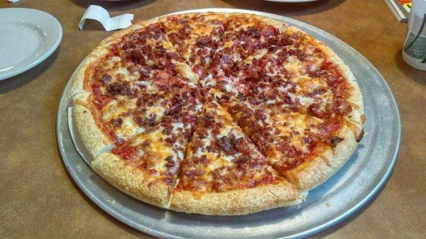 Bacon and Pepperoni pizza