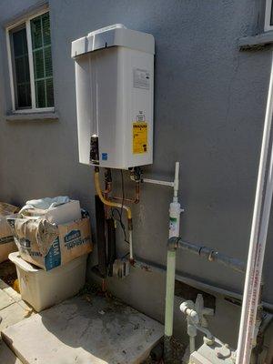 Installed thankless water heater