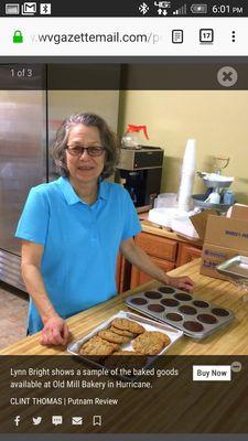 Photo of Lynn Bright, Owner of Old Mill Bakery, LLC, of Hurricane, WV, Charleston Gazette-Mail, Putnam Review, by Clint Thomas.