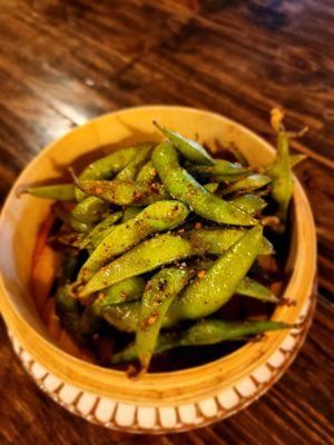 Spicy Garlic edamame