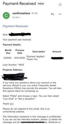 Payment confirmation makes no mention of Amerihome