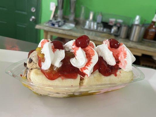 Banana Boat only $7.50!  We're open 7 days a week!