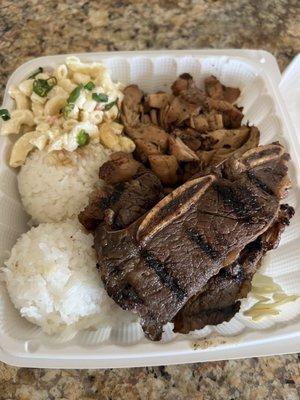 Soy sauce chicken and soy sauce steak (aka Kalbi)