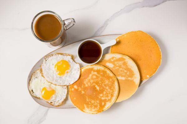 2 Eggs W/ Pancakes Platter