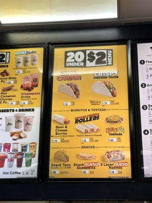 20 under $2 menu