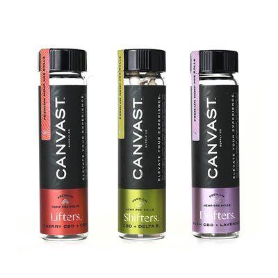 Canvast Premium Hemp Pre Rolls available in Cherry Lifters™, Lavender Drifters™ and Delta-8 Shifters™