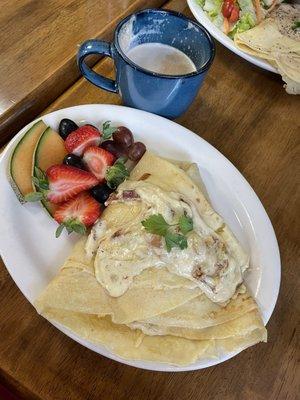 Chicken bacon artichoke crepe