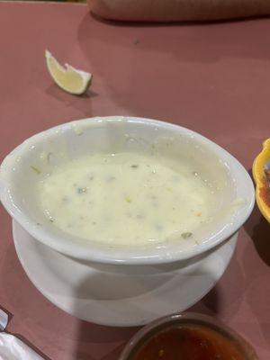 Queso. Is decent just wish there was chips served with it.