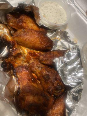 Buffalo wings with homemade ranch sauce