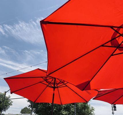 Charming red umbrellas