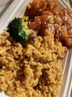 C20. Sesame Chicken Combination Chose egg roll and  Fried rice actually did not taste fried.