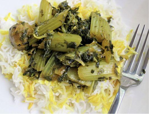 Celery, parsley, mint, mushrooms, white beans and assorted spices