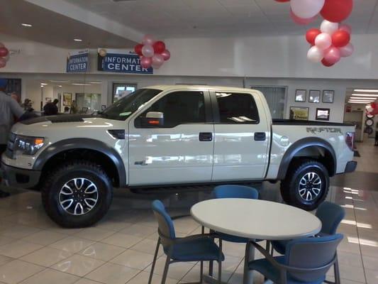 Ford F-150 Raptor tinted on the showroom floor at AutoNation Ford St. Pete