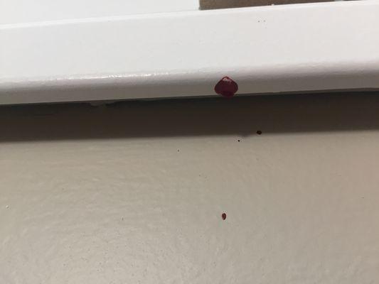 Blood on the window sill