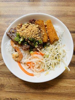 72. Vermicelli Noodle Grilled Pork & Shrimp & Eggroll  Bún Tôm Thịt Nướng Chả Giò