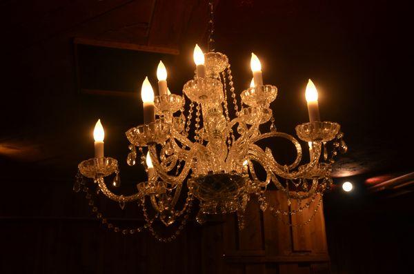 Romantic lighting from our chandelier.