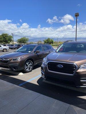 Our two Subaru's!