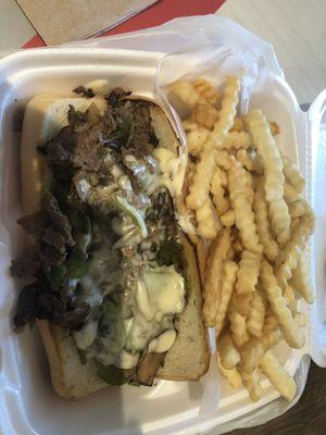 Steak Philly and fries