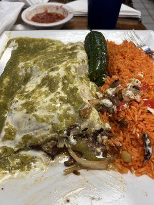 The portions are amazing and plenty of parking.  It's good food and I recommend this place for the Mexican food.