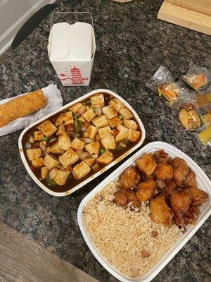 Mapo Tofu and S6. General Tsos Chicken