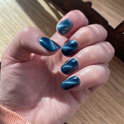 Shellac Manicure with Cat Eye polish