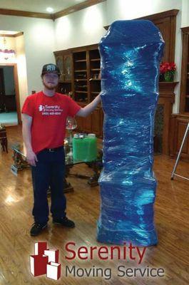 Grandfather clock requested to be wrapped and shrink wrapped not a problem