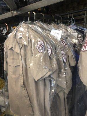 Cadet uniforms dry cleaned.