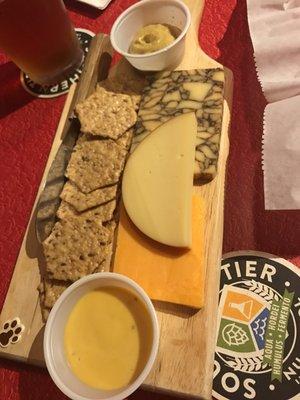 Cheese board-Vermont Sharp Cheddar, Smoked Gouda, and Irish Porter cheeses