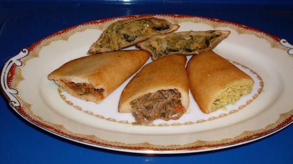 Variety of empanadas (beef, chicken, cheese, black beans and cheese)